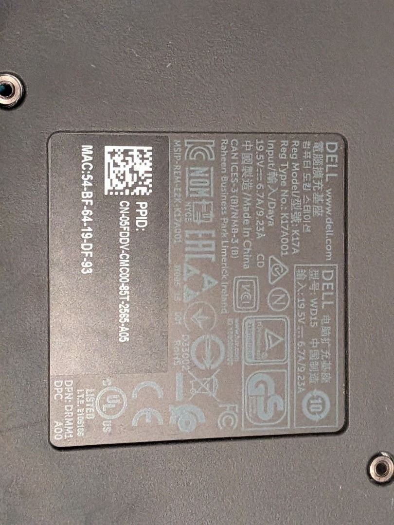 Dell WD15 USB-C Docking Station with Power Adapter, 電腦＆科技, 電腦周邊及配件, 電腦線 ...