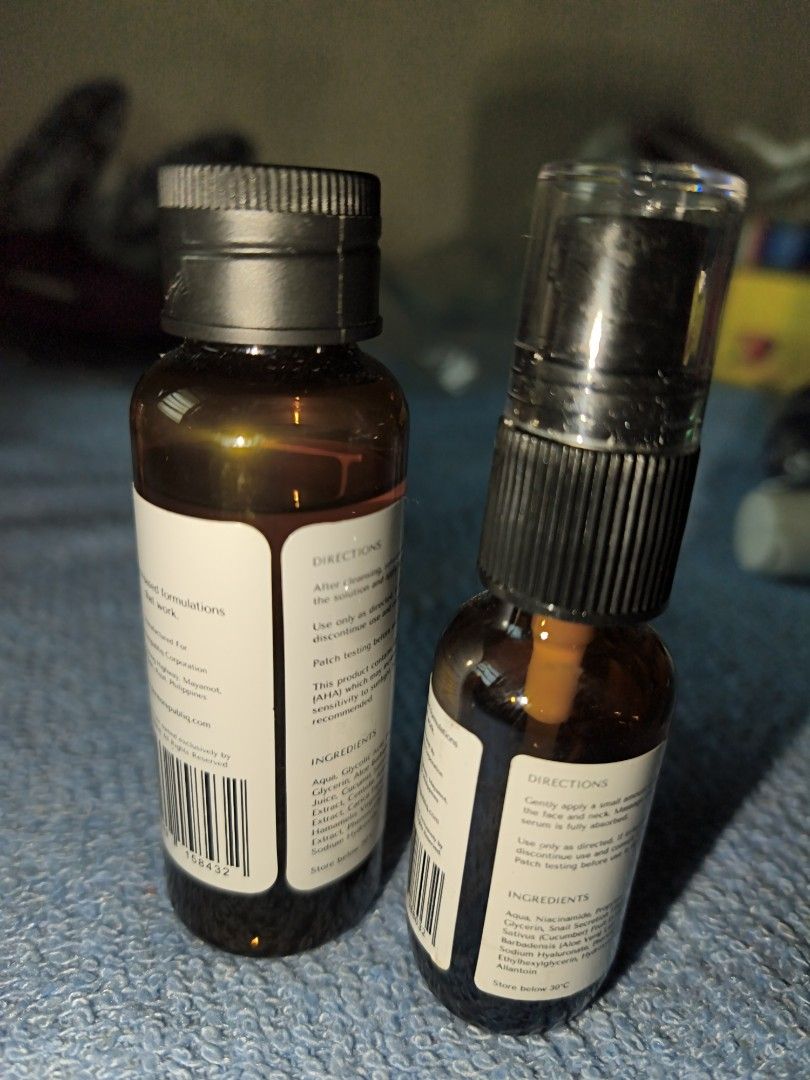 Dermorepubliq Toner and Serum Set (Category: Face Care) located in Legazpi City. Submitted by maryyy08 (Listing ID 1469969992, Image 3). Description: Dermo Republiq Skincare Bundle including 50ml 7% Glycolic Acid Toner and 15ml 5% Niacinamide + Hyaluronic Acid Serum. Authentic, gently used items in amber glass bottles. Perfect for daily exfoliation and hydration..