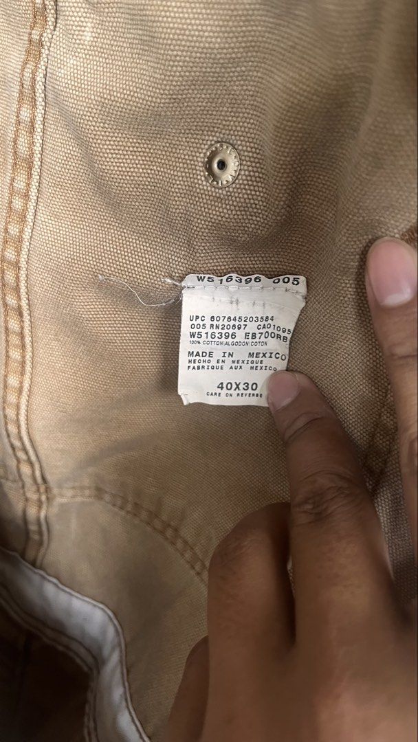 Dickies Duck Canvas Overalls Brown 40x30 (Category: Coats, Jackets and Outerwear) located in Cabuyao City. Submitted by bulandos (Listing ID 1470032190, Image 3). Description: - Brand: Dickies - Item: Duck Canvas Overalls - Color: Brown - Size: 40x30 - Material: 100% Cotton, Made in Mexico - Condition: Real workwear patina with authentic stains and wear marks - Features: Heavy-duty utility wear, multiple utility pockets, adjustable shoulder strap