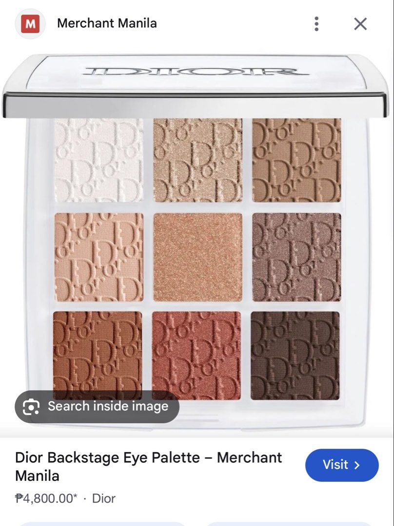 Dior Backstage Eyeshadow Eye Palette 003 Warm Essentials (Category: Makeup) located in Pasay City. Submitted by keynbloom (Listing ID 1470030231, Image 2). Description: fixed price SRP: ₱4750 money back if proven fake very pigmented.