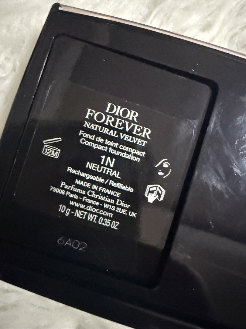 Dior Forever Natural Velvet Compact Foundation (Category: Makeup) located in Cavite. Submitted by galoreforsale (Listing ID 1470060338, Image 2). Description: - Brand: Dior - Product: Forever Natural Velvet Compact Foundation - Shade: 1N Neutral - Size: 10g / 0.35 oz - Condition: Brand new / unused (opened only for photos) - Inclusions: Original box and sales invoice - Purchase Price: 5,250 PHP - Expiry Date: January 2029 - .