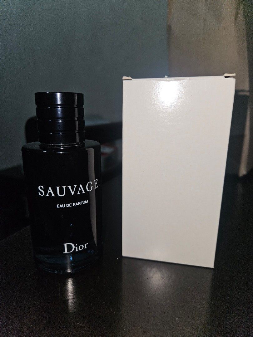 Dior Sauvage Eau de Parfum (Authentic Tester) (Category: Fragrance & Deodorants) located in Caloocan City. Submitted by santig.22 (Listing ID 1470101616, Image 1). Description: - Item: Dior Sauvage Eau de Parfum (Full Size) - Condition: Brand new with original white box - Bottle details: Dark blue glass, heavy solid construction, magnetic cap - Scent profile: Classic men's fragrance with fresh and woody notes - Guaranteed authentic, perfect for d