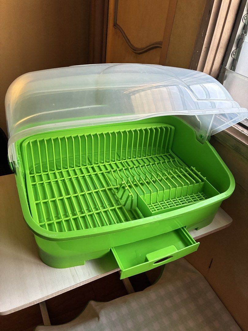 Dish drying rack with clear cover (Category: Food Organization & Storage) located in Quezon City. Submitted by jade_declutters (Listing ID 1470057764, Image 2). Description: - newly bought (used lightly and only when needed) - clean and ready to use rfs: extra dish drying rack, no longer needed.