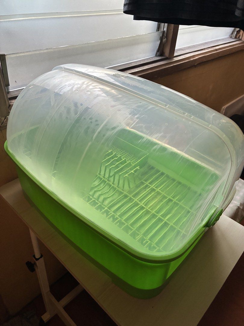 Dish drying rack with clear cover (Category: Food Organization & Storage) located in Quezon City. Submitted by jade_declutters (Listing ID 1470057764, Image 3). Description: - newly bought (used lightly and only when needed) - clean and ready to use rfs: extra dish drying rack, no longer needed.
