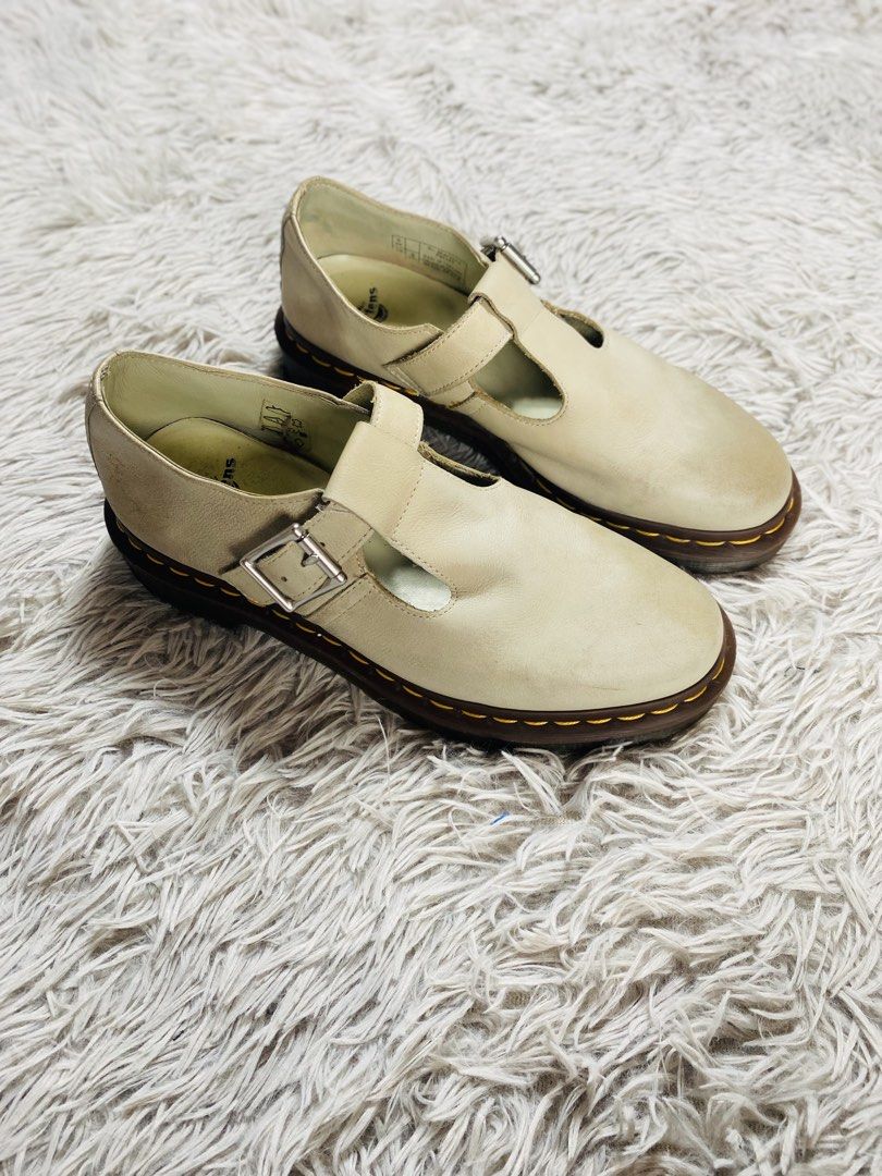 Dr. Martens Polley T-Bar Mary Jane (Category: Shoe inserts) located in Sibulan. Submitted by hunt_mafia (Listing ID 1469976307, Image 2). Description: Dr. Martens Polley T-Bar Mary Jane Dr Martens Polley Shoe is an ivory coloured flat shoe that features a single buckle strap across the foot and formed from a beautiful, soft leather. The quirky Dr Martens shoe has been heat-sealed and sewn together using the brand’s signature golden prominent stit