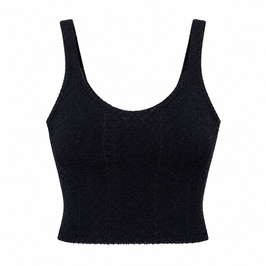 Drama Black Knit Tank Top Size L (Category: Sleeveless) located in San Ildefonso. Submitted by rgdeclutters (Listing ID 1470001442, Image 1). Description: L - 11" W - 13" Fits size S.