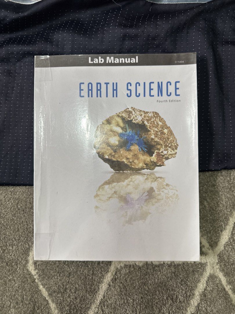Earth Science Lab Manual Fourth Edition (Category: Textbooks) located in Quezon City. Submitted by somanygoodbooks (Listing ID 1469979600, Image 1). Description: - Title: Earth Science Lab Manual, Fourth Edition - Cover: White with rock and crystal graphic - Condition: Clean cover with minimal edge wear - Ideal for: Geology and earth science coursework - Shipping: J&T or Lalamove Pencil Markings ❗️❗️❗️Clean Book ✨.