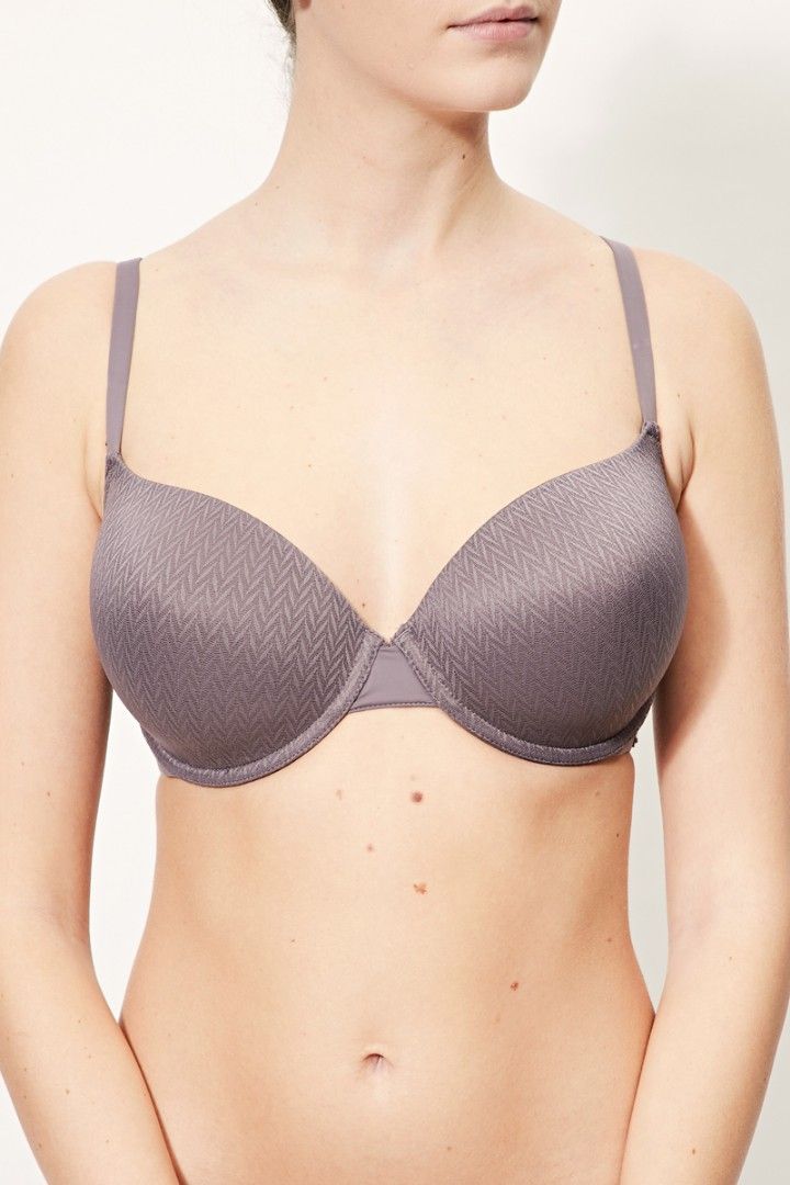 Esprit Grey Textured Underwire Bra (Category: Undergarments & Loungewear) located in Manila. Submitted by crejzshoppe (Listing ID 1470011775, Image 3). Description: > Size 34A as per tag but the band length seems like 32 Cup B. It's too tight for 34, You need to use an extender > Light padded - Brand: Esprit (Authentic bought in France) - Color: Grey with a subtle herringbone texture - Type: Underwire bra with adjustable straps and metal hardware
