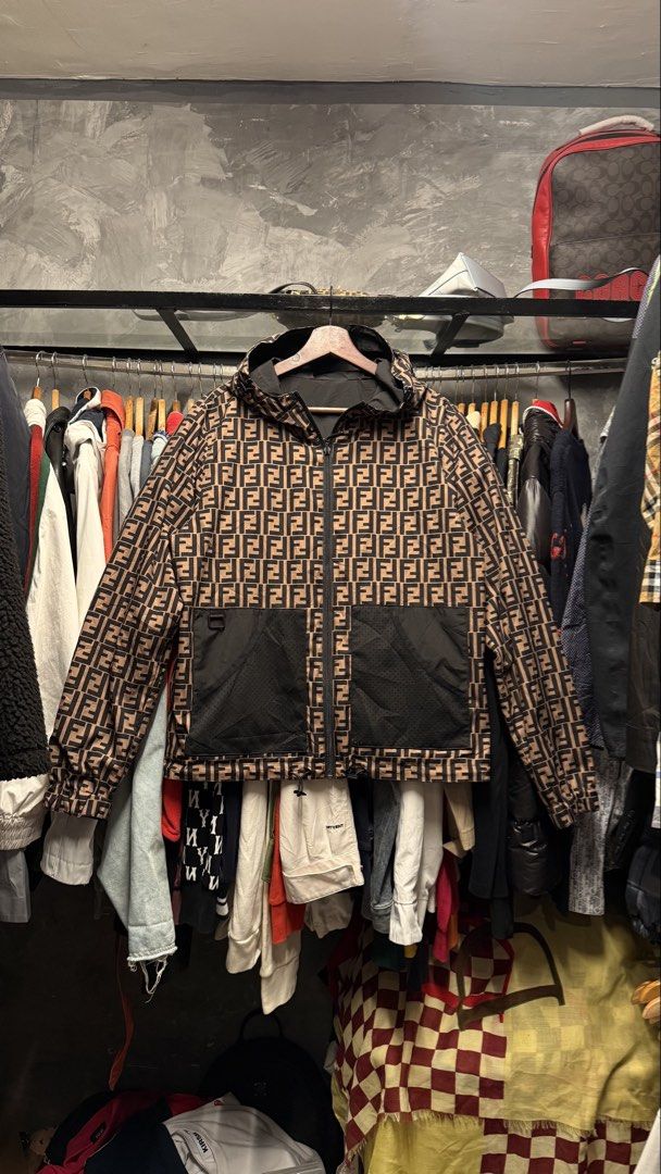 Fendi reversible FF monogram hoodie (Category: Coats, Jackets and Outerwear) located in Legazpi City. Submitted by deadthrift (Listing ID 1470084743, Image 1). Description: - medium on tag - dimensions: 21.5 | 25.5.