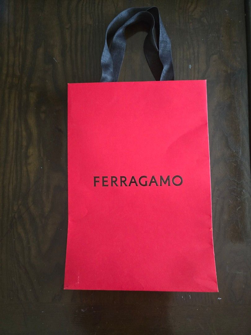 Ferragamo paper bag (Category: Luxury Bags & Wallets) located in San Juan City. Submitted by super.saver8 (Listing ID 1469996824, Image 2). Description: Ferragamo paper bag. medium size. good for small bag or wallets.