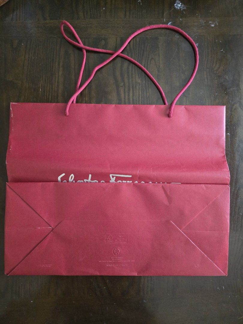 Ferragamo paper bag big size (Category: Luxury Bags & Wallets) located in San Juan City. Submitted by super.saver8 (Listing ID 1469997143, Image 2). Description: big size. good for bags. with gusot and scratches.