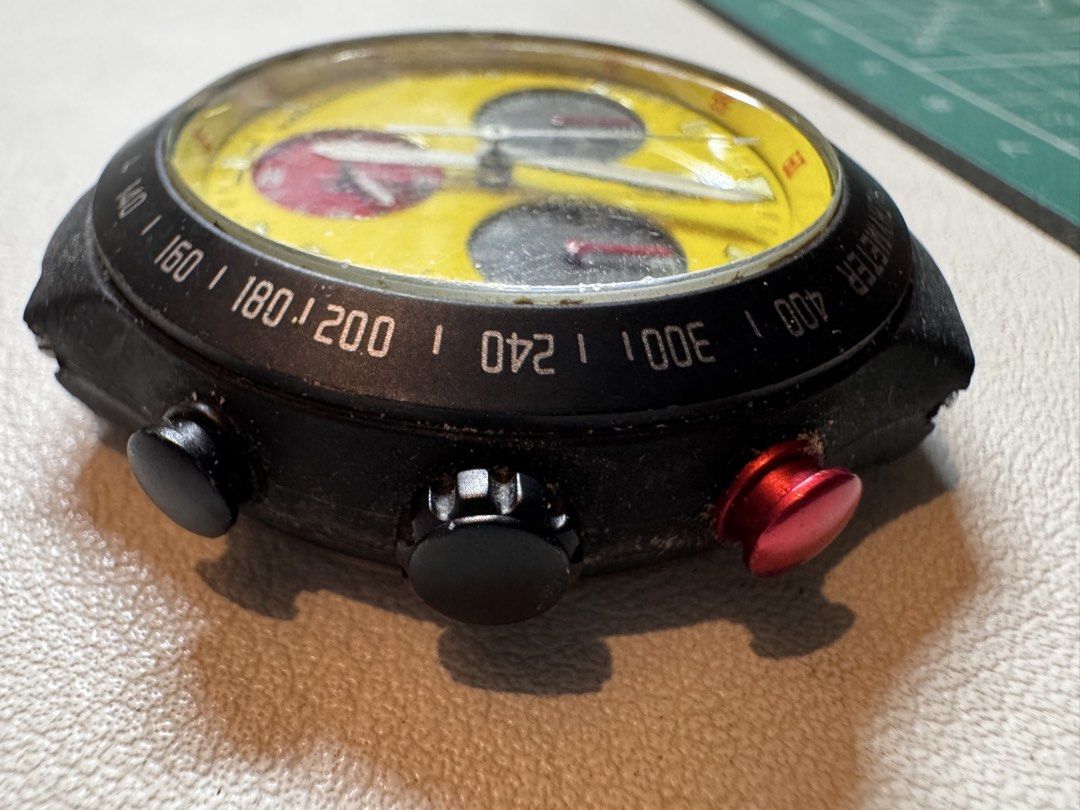 Ferrari Swiss Chronograph Titanium Watch Yellow Dial (Category: Luxury Watches) located in Iloilo. Submitted by KCY_WatchParts (Listing ID 1469959632, Image 2). Description: Expired rubber strap. Untested.
