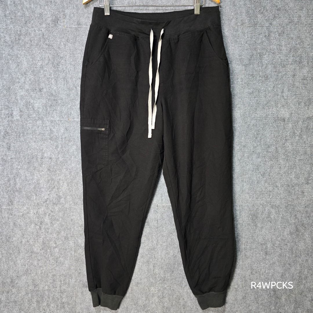 FIGS ZAMORA BLACK JOGGER SCRUB PANTS L (Category: Other Bottoms) located in San Mateo. Submitted by r4wpcks (Listing ID 1470089908, Image 2). Description: Size on Tag: Large Best Fit: 32 - 34 inches Waist: 30 - 36 inches Length: 39 inches Leg Hole / Hem: 4 inches Condition: 8/10 Color Rate: 8/10 Issue: Signs of use, bleach stain COLOR MAY VARY DUE TO LIGHTING Location: San Mateo Rizal, near Marikina J&T/Lalamove courier, shipping fee should be ha