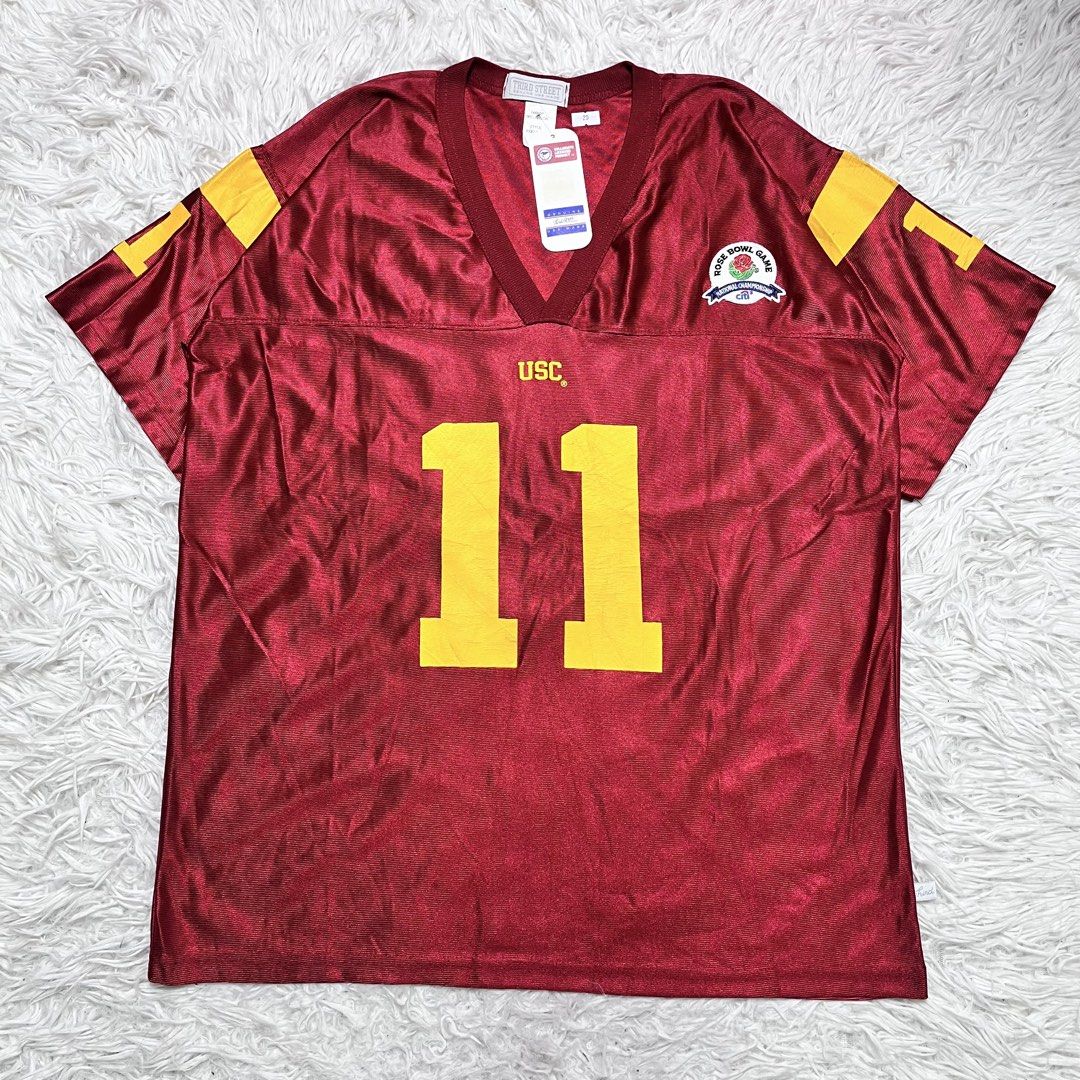 Football jersey (Category: Activewear) located in Baguio. Submitted by sellingtonshop (Listing ID 1469977904, Image 1). Description: u25. USC Trojans Football Jersey #11 by Third Street Sportswear Size: Youth XXL fits L mens Dimes: 29*24 Condition: Very Good with hang tag Issue: cracked prints and small hole on left Shoulder Mine: 580 Steal: 680 Grab: 780.