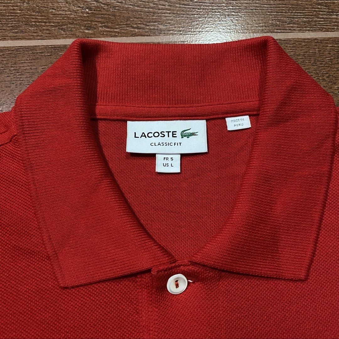 For sale (Category: Tshirts & Polo Shirts ) located in Baliuag. Submitted by thriftpuff (Listing ID 1470050939, Image 3). Description: Lacoste Polo Shirt Red Size Large Excellent condition Price: 1,500 free shipping Direct message if you’re interested 📩📩📩.