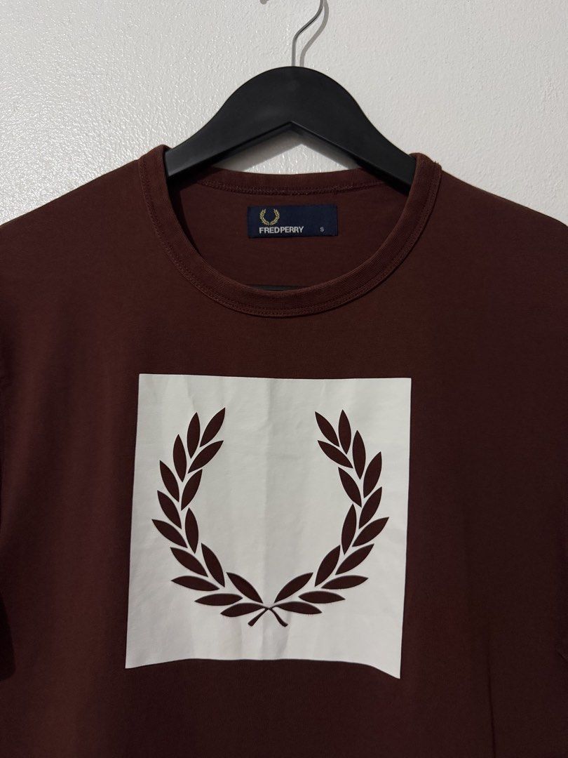 Fred Perry Box Graphic Shirt - Big Logo - Maroon (Category: Tshirts & Polo Shirts ) located in Caloocan City. Submitted by thriftingbanana (Listing ID 1470073020, Image 2). Description: Excellent No issue Small Width 18 inches Length 26 inches.