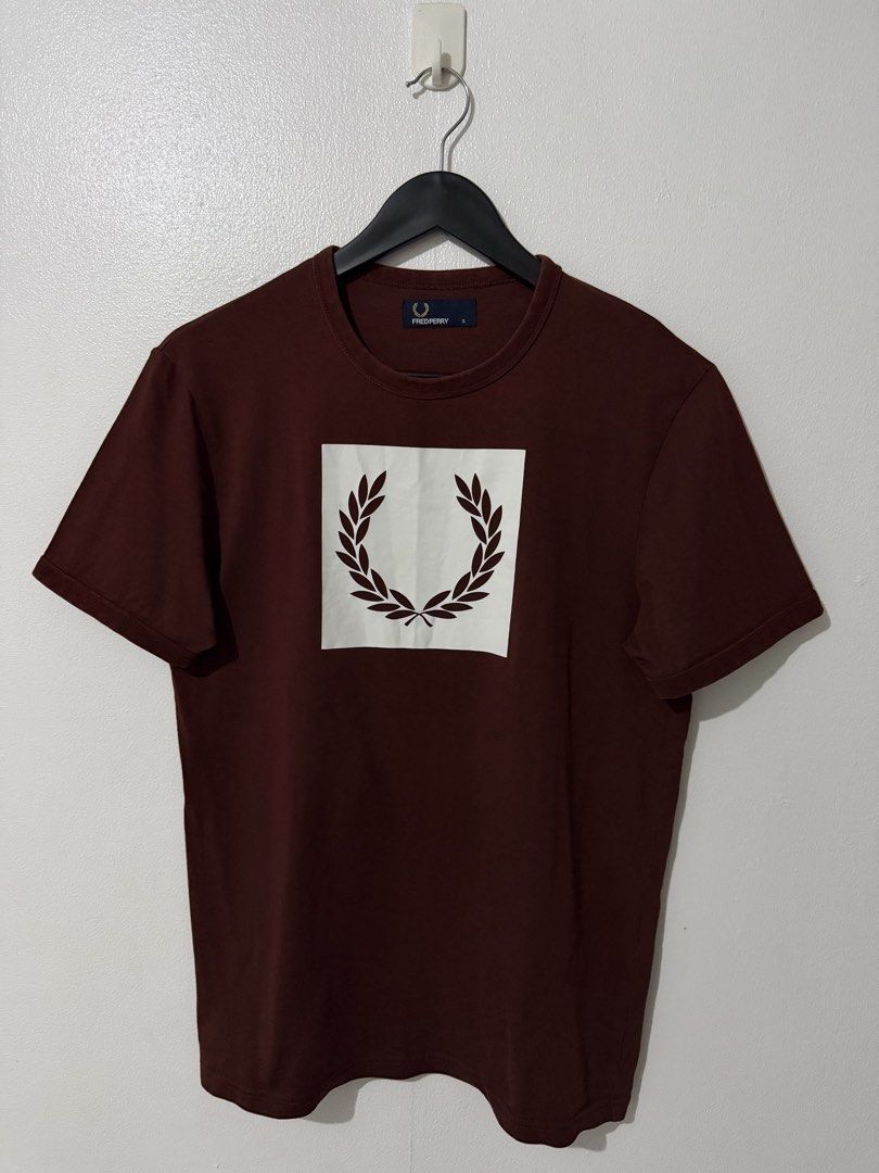Fred Perry Box Graphic Shirt - Big Logo - Maroon (Category: Tshirts & Polo Shirts ) located in Caloocan City. Submitted by thriftingbanana (Listing ID 1470073020, Image 1). Description: Excellent No issue Small Width 18 inches Length 26 inches.