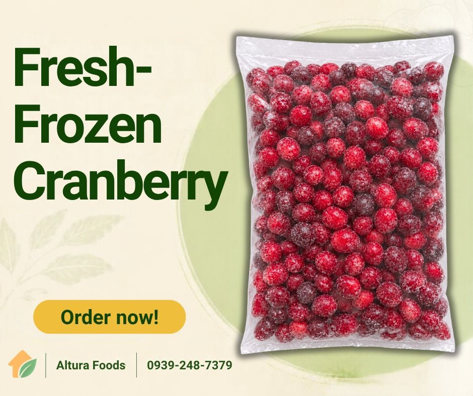 Fresh-Frozen Cranberry (Category: Chilled & Frozen Food) located in Valenzuela. Submitted by alt.ph (Listing ID 1470012635, Image 1). Description: Tangy, vibrant, and packed with goodness! ❤️ Fresh-frozen cranberries bring a bold, refreshing flavor to your favorite recipes. Perfect for smoothies, baked goods, desserts, sauces, or a flavorful addition to your meals. Great for personal or business use, too! Fresh-frozen cranberries are available in