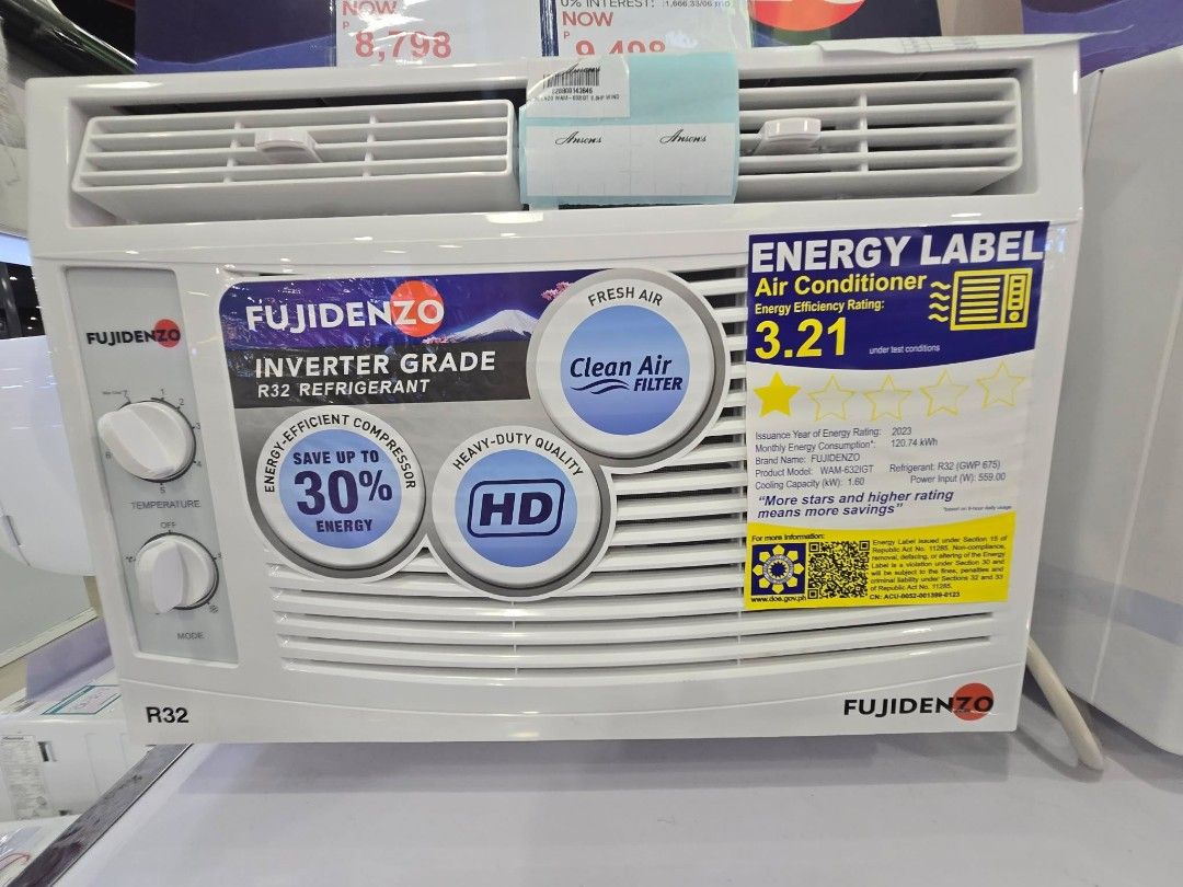 FUJIDENZO Window Type Aircon (Category: Air Conditioning and Heating) located in Makati City. Submitted by chuck_claros (Listing ID 1470104742, Image 3). Description: FUJIDENZO Window Type Aircon Manual Type And With Remote (Non Inverter And Inverter Type) ☑️Brand New Factory Sealed Unit With Official Sales Invoice And Warranty ◽(NON INVERTER) Manual Type .6 hp - Wam632igt2 - 8,990 ◽(NON INVERTER) Remote Type .6 hp - War632igt2 - 9,690 .75 hp - W