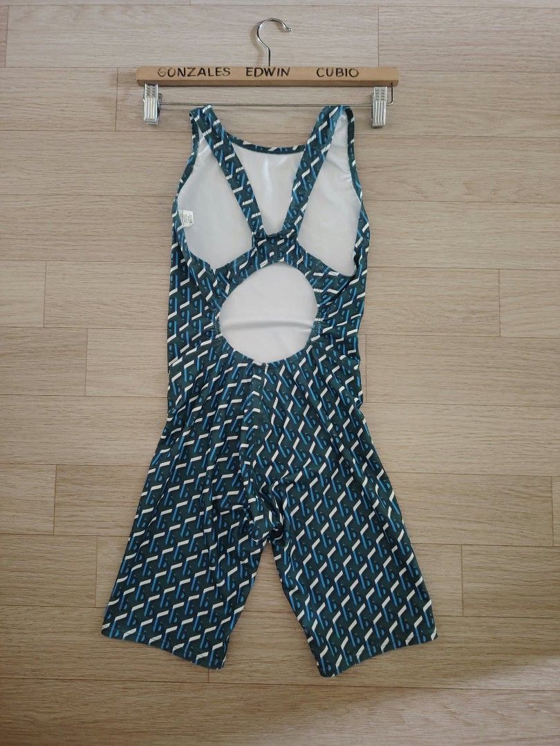 GFX Women Swimsuit Size Large (Category: Bikinis & Swimsuits) located in Nasipit. Submitted by edwingonzales498-69377 (Listing ID 1469957780, Image 3). Description: - Brand/Model: SFX Women's Kneeskin Swimsuit - Design: Dark blue with a white geometric pattern, one-piece with shorts and cross-back straps - Size: 90-95 (Fits like Large, Chest: 90cm, Hips: 95cm) - Material: 80% polyester, 20% polyurethane - Ideal for: Lap swimming and training sess