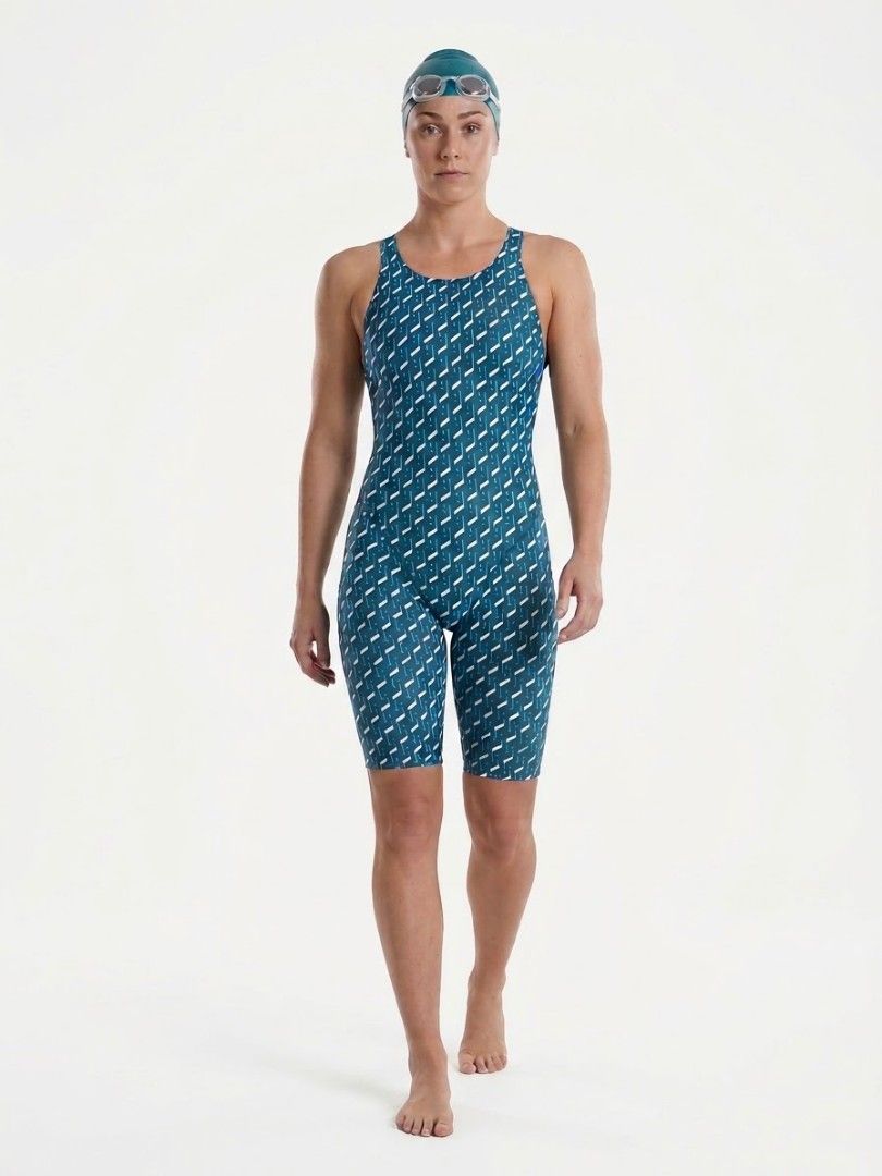 GFX Women Swimsuit Size Large (Category: Bikinis & Swimsuits) located in Nasipit. Submitted by edwingonzales498-69377 (Listing ID 1469957780, Image 1). Description: - Brand/Model: SFX Women's Kneeskin Swimsuit - Design: Dark blue with a white geometric pattern, one-piece with shorts and cross-back straps - Size: 90-95 (Fits like Large, Chest: 90cm, Hips: 95cm) - Material: 80% polyester, 20% polyurethane - Ideal for: Lap swimming and training sess