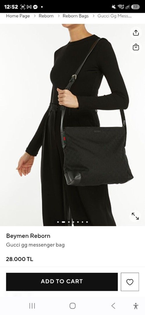 GG Messenger Bag Black Canvas (Category: Cross-body Bags) located in Manila. Submitted by ubasirene (Listing ID 1470080460, Image 1). Description: - Gucci GG messenger bag in classic black canvas with leather trim - Adjustable leather strap with branded silver-tone hardware - Features iconic red and green web detail on the side - Clean black interior and exterior with a secure top zip closure - Spacious everyday bag that easily fits your daily es