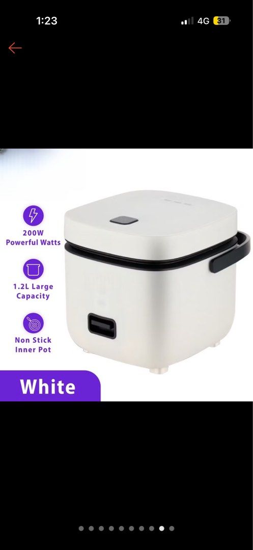 Read Rice Brands Giselle Mini Rice Cooker 1.2L Cream White, TV & Home Appliances ...