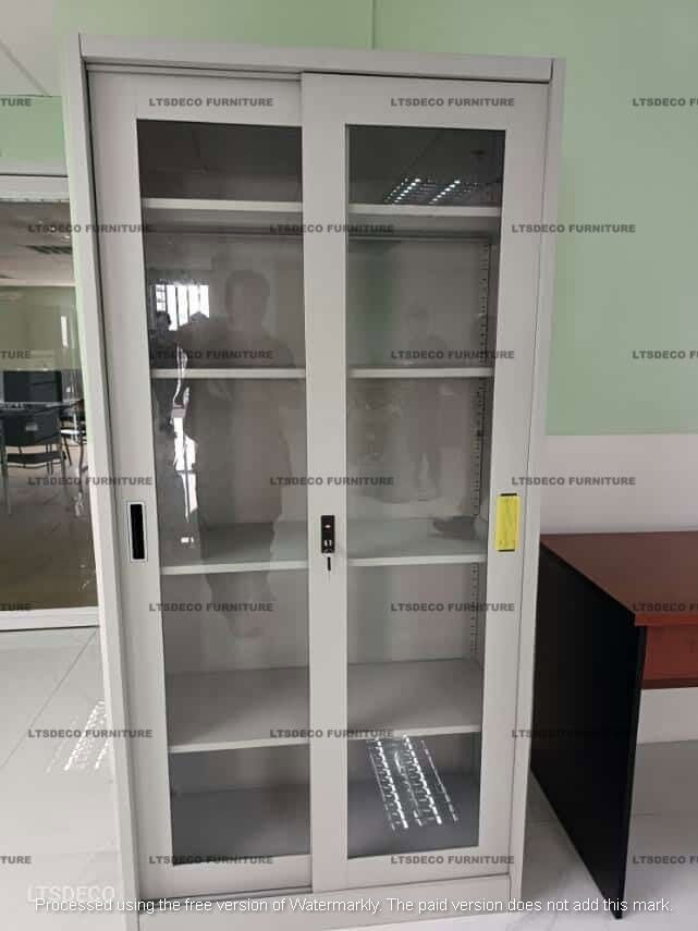 GLASS SWING DOOR CABINET OFFICE FURNITURE, Furniture & Home Living ...