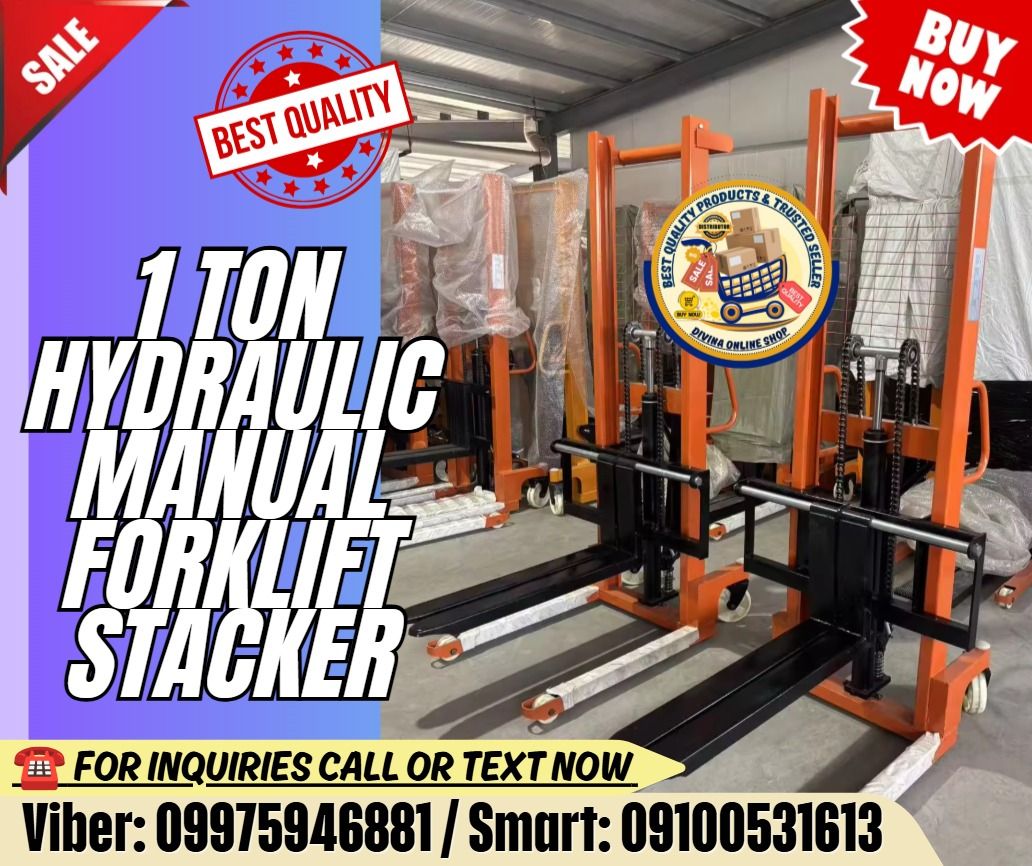 Good Quality 1 Ton Hydraulic Manual Pallet Stacker Forklift Stacker (Category: Everything Else Others) located in Cebu City. Submitted by markgillio (Listing ID 1470048208, Image 1). Description: Price: 33,000 💥Hydraulic Manual Forklift Stacker 1 Ton to 1.6m Lifting Height 🌏 We Can Deliver Nationwide 👉 AP Cargo, LBC & Lalamove (🛳️ Sea /✈️ Air Freight) Specification: Load capacity: 1000kg Max. Lifting height: 1600mm Lowest fork height: 100mm F