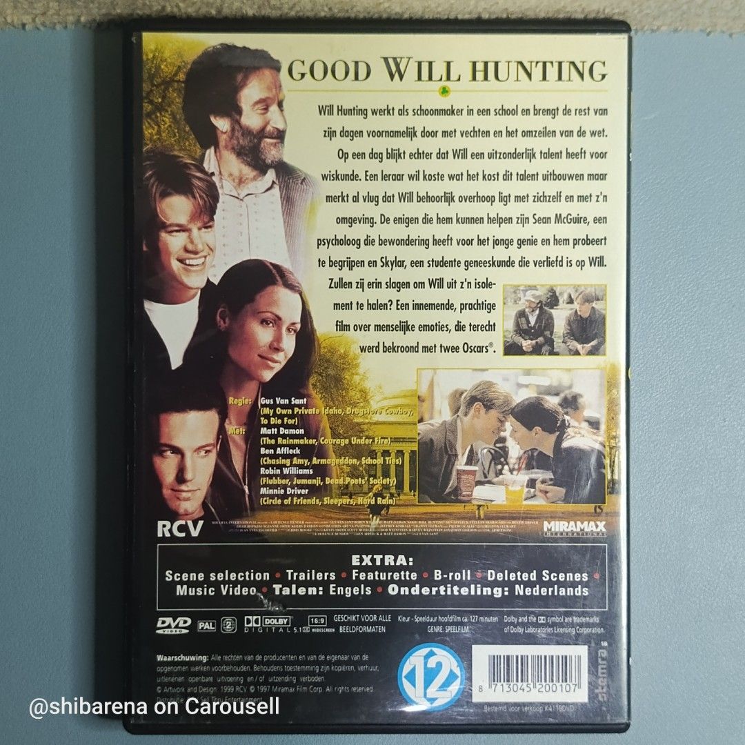 Good Will Hunting DVD - Region 2 PAL (Category: CDs & DVDs) located in Cebu City. Submitted by shibarena (Listing ID 1469969627, Image 2). Description: - Good Will Hunting DVD - Region 2 PAL (Pre-owned) - Cast: Robin Williams, Matt Damon, Ben Affleck - Director: Gus Van Sant ⚠️ Please ensure your DVD player supports Region 2 (PAL) before purchase..