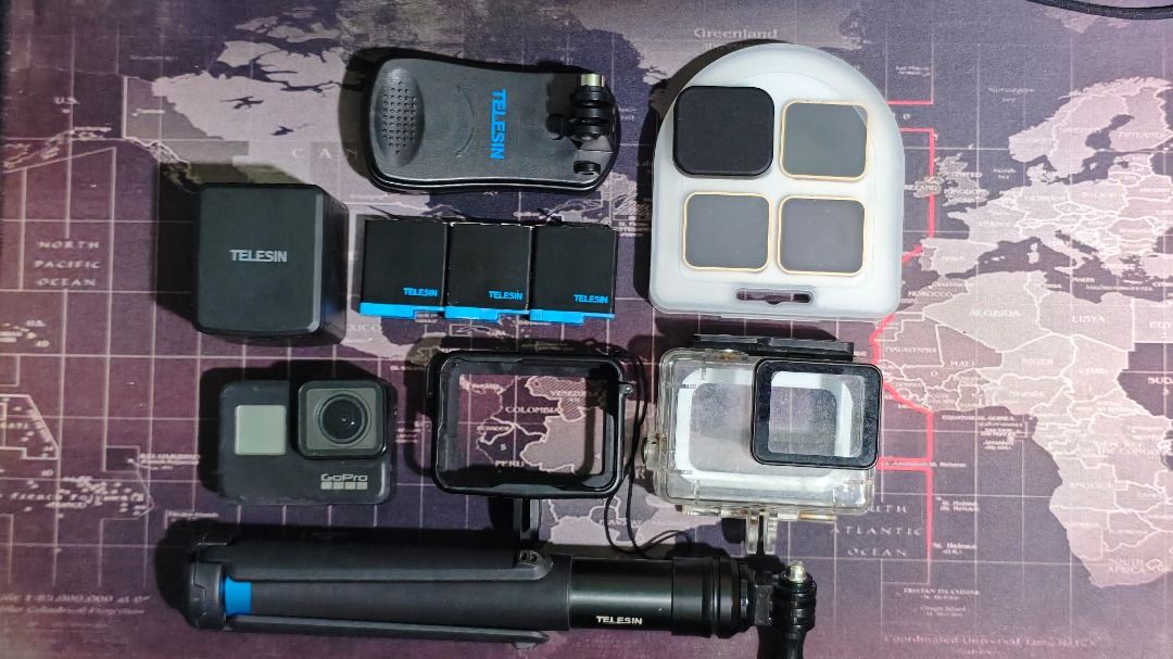 GoPro Hero 7 Black Bundle with Telesin Accessories (Category: Cameras) located in Caloocan City. Submitted by jayteemana26281 (Listing ID 1469956029, Image 1). Description: - GoPro hero 7 black - 3 batteries - telesin charger - ND filer set - telesin selfie stick / tripod - normal case - waterproof case - telesin clip mount - chin mount (for motovlog) - pic to follow) RFS: naka dji action cam na .
