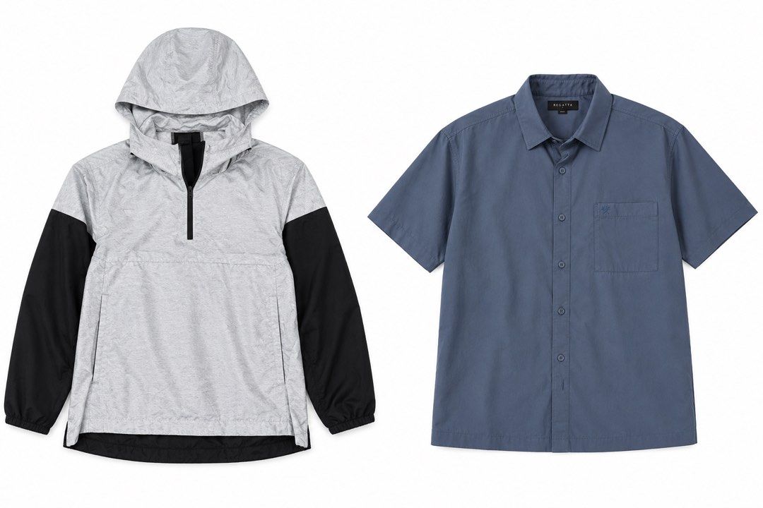 Grey Anorak Jacket and Blue Short Sleeve Button-Up Shirt Bundle (Category: Coats, Jackets and Outerwear) located in Manila. Submitted by iem.karl (Listing ID 1470058390, Image 1). Description: 🏕️ BENCH/ACTIVE HOODED JACKET FOR SALE 🏕️ Looking for a jacket perfect for outdoor activities? This one’s for you! ✨ Brand: BENCH/ACTIVE ✨ Color: Light Gray with Black accents ✨ Size: Medium (M) ✨ Condition: Used but still in good condition ✨ Perfect for: