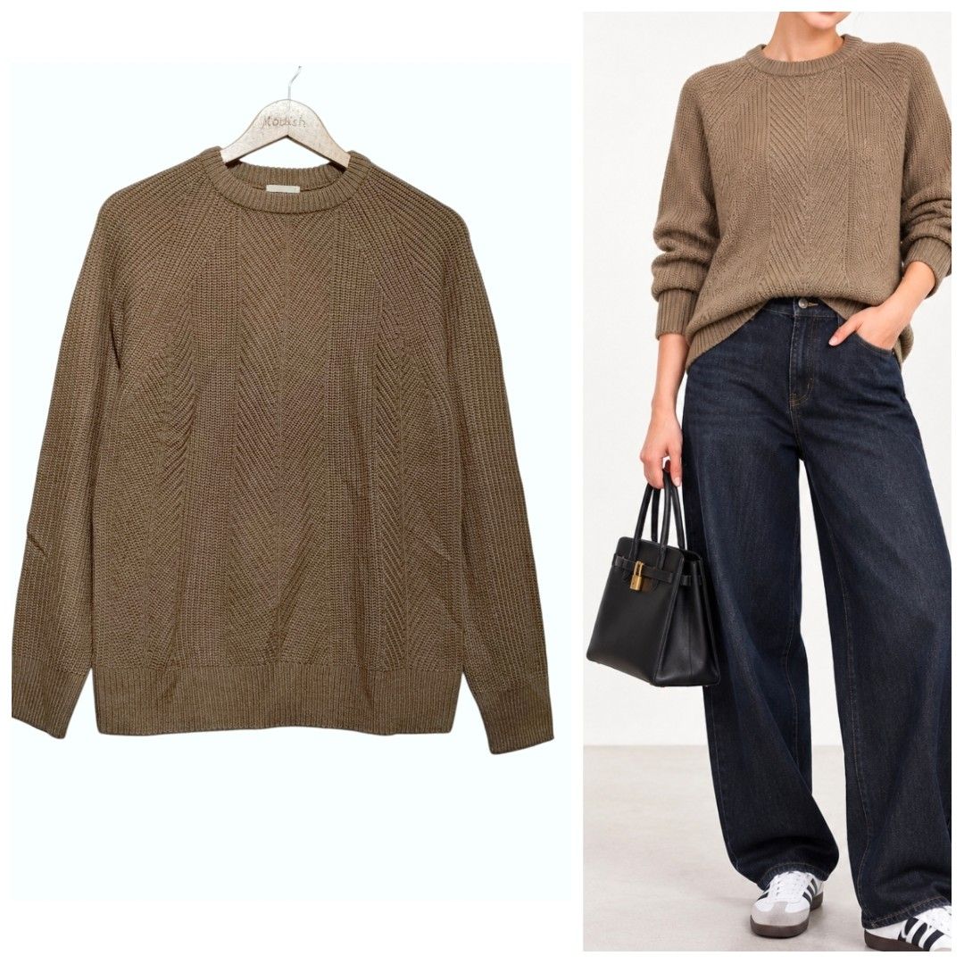 GU Mocha Knitted Sweater (Category: Others Tops) located in Caloocan City. Submitted by modishthriftstore (Listing ID 1470111714, Image 1). Description: S-M size Good as New Loc: North Caloocan.