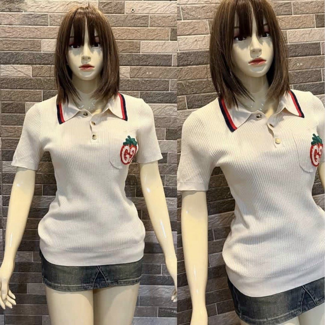 💫Gucci Polo Strawberry Knit top (Category: Shirts) located in Manila. Submitted by yourdaily_obsessions (Listing ID 1470084290, Image 1). Description: Item: Gucci •Size: S-M •Measurements: 14x22.5” •Color: Beige •So pretty! Must haave!🍓 Cut washtag - Notes before making an offer❗️ •Photos are provided for self authentication. •Bogus/irresponsible buyer auto blocked •Check details first, to see minimal flaw/issue if any. •Payment First. No payme