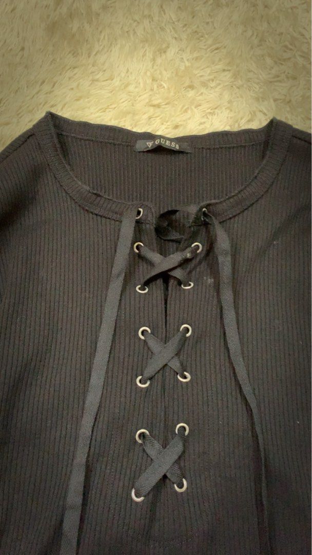 Guess lace up (Category: Longsleeves) located in Aloran. Submitted by cowskin_927 (Listing ID 1469947419, Image 3). Description: Guees lace up Size medium No issue.
