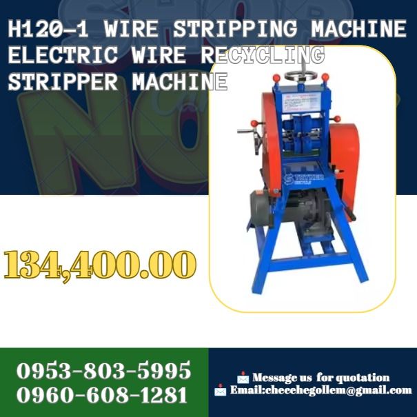 H120-1 Wire Stripping Machine Electric Wire Recycling Stripper Machine (Category: Everything Else Others) located in Caloocan City. Submitted by goldenriver-a9d0 (Listing ID 1469954069, Image 1). Description: ◎Stripping diameter 20-120mm ◎Motor 3kw ◎Number of holes 1(Adjustable hole) ◎Number of blades 2 Round blades .