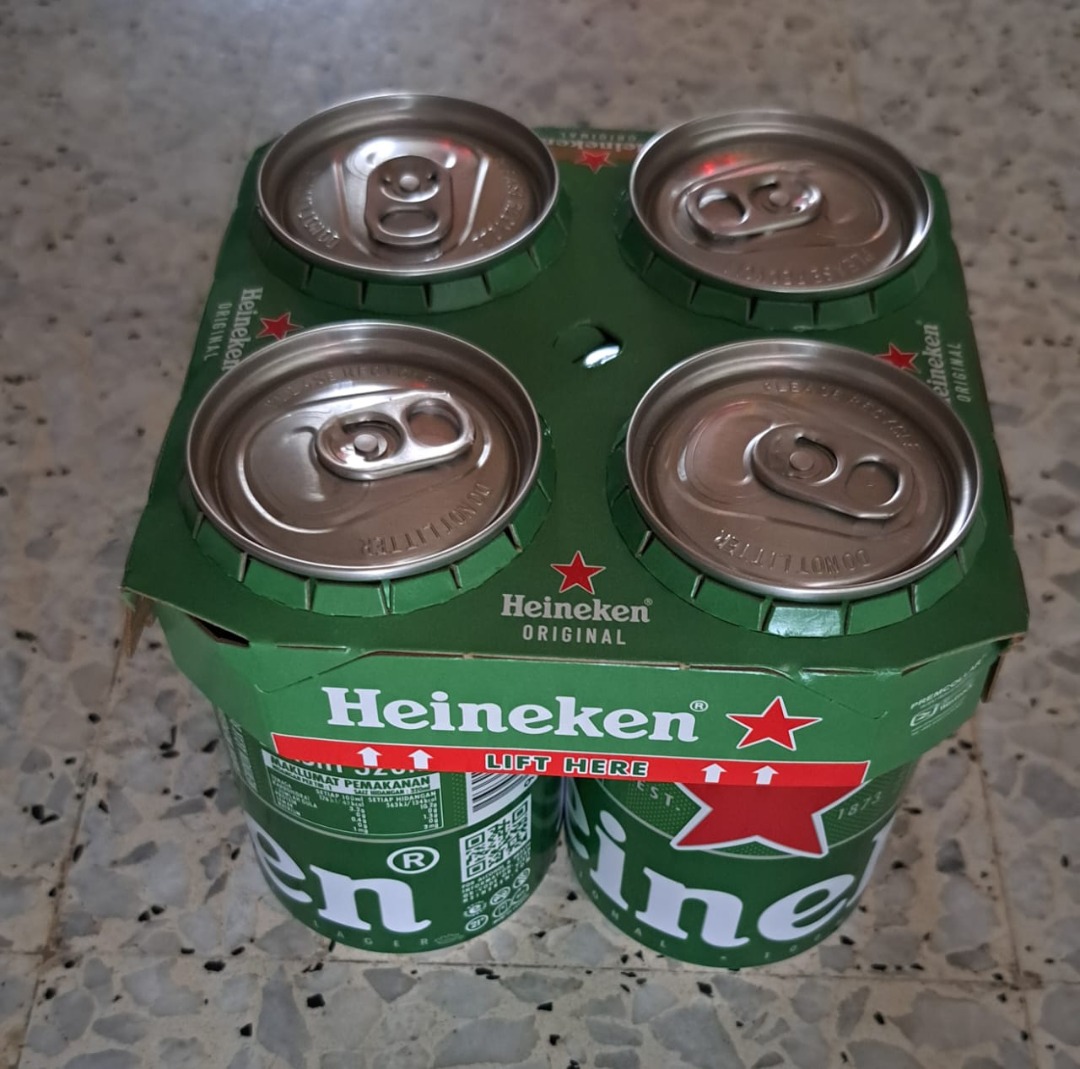 Heineken Beer 4-Pack Cans, Food & Drinks, Beverages on Carousell
