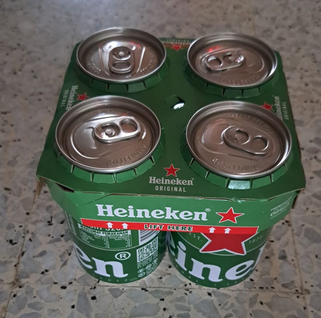 Heineken Beer 4-Pack Cans, Food & Drinks, Beverages on Carousell