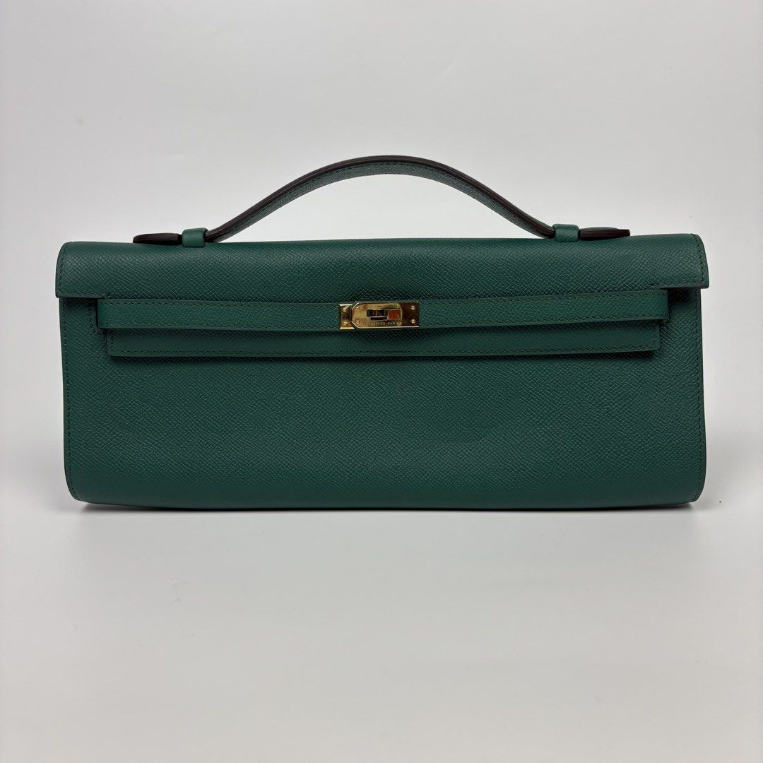 Hermès Kelly Cut Malachite Epsom Gold Hardware (Category: Luxury Bags & Wallets) located in Quezon City. Submitted by 1106_collective (Listing ID 1470073543, Image 1). Description: Measurements (Inch) Width: 12” Height: 5” Depth: 1.15” Handle Drop: 1.5” Condition: 9.5/10 Made in: France Flaws: dust/stain .