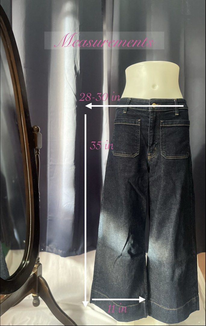 H&M dark denim wide-leg jeans (Category: Jeans) located in Baguio. Submitted by grrrrwmm__2day (Listing ID 1470081941, Image 1). Description: .