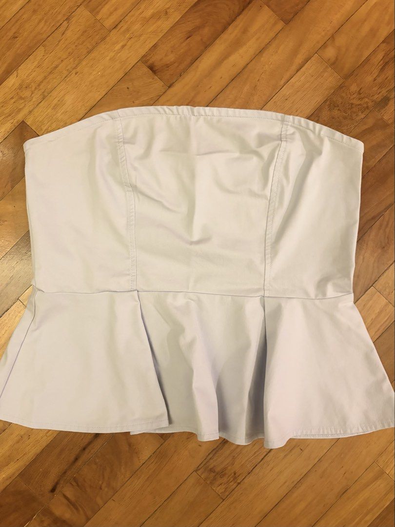 H&M Light Blue Peplum Tube Top (Category: Sleeveless) located in Makati City. Submitted by chloudyday (Listing ID 1470065085, Image 1). Description: H&M Peplum Tube Top, Size M (fits true to size), only used twice.