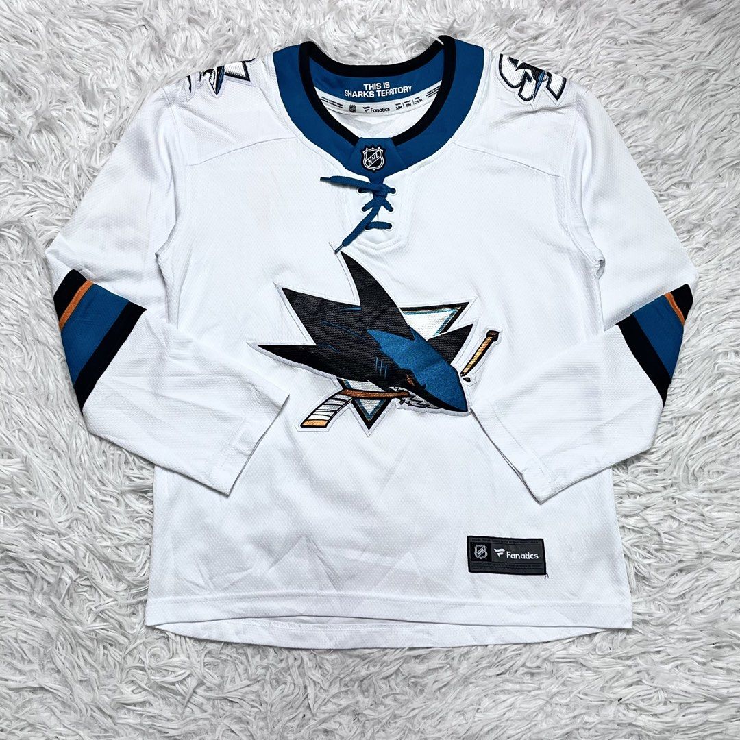 Hockey jersey (Category: Activewear) located in Baguio. Submitted by sellingtonshop (Listing ID 1469964196, Image 1). Description: u9. San Jose Sharks Hockey Jersey by Fanatics Size: youth M fits S womens Dimes: 23*20 Condition: good as new Issue: none Mine: 680 Steal: 780 Grab: 880.