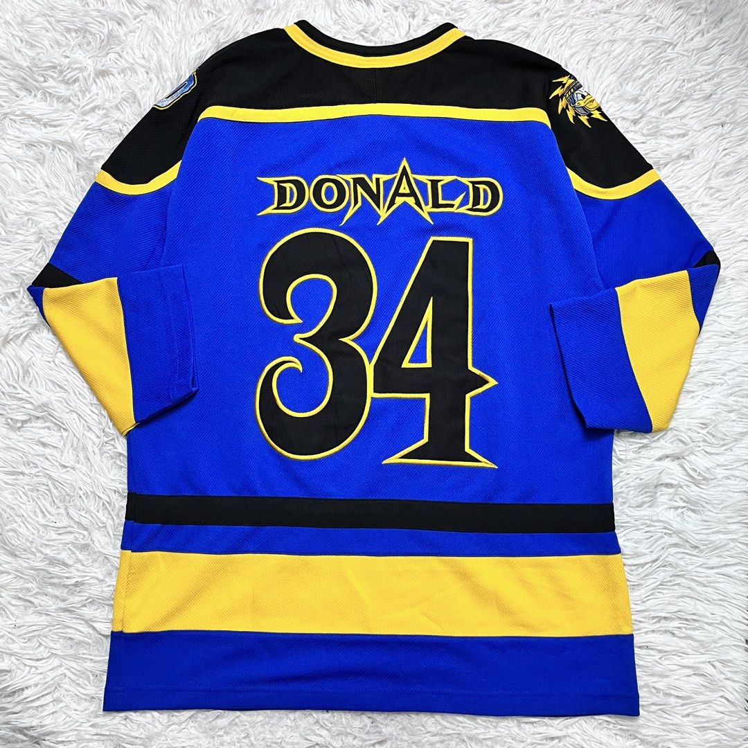Hockey jersey (Category: Activewear) located in Baguio. Submitted by sellingtonshop (Listing ID 1469968994, Image 2). Description: u13. Donalds Destroyer Hockey Jersey #34 Donald Duck by Walt Disney Size: M fits L Dimes: 33*25 Condition: good as new Issue: none Mine: 880 Steal: 980 Grab: 1080.