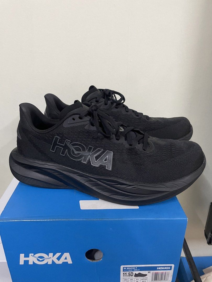 Hoka Mach 7 Triple Black US11.5 (Category: Sneakers) located in Quezon City. Submitted by drake0302 (Listing ID 1470041864, Image 3). Description: For sale: hoka mach 7 triple black US11.5 , used 5x , complete with box , aug 2026 purchase , 2026 model release , authentic.