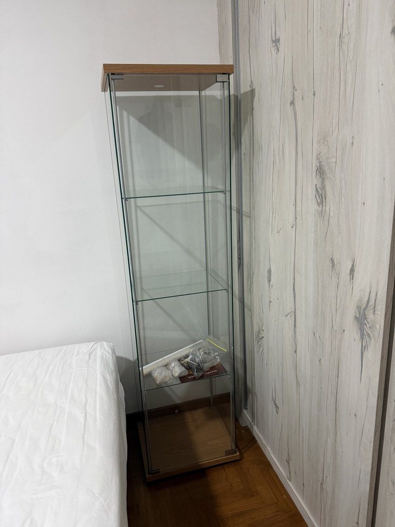 IKEA DETOLF Glass Door Cabinet Light Wood, Furniture & Home Living ...
