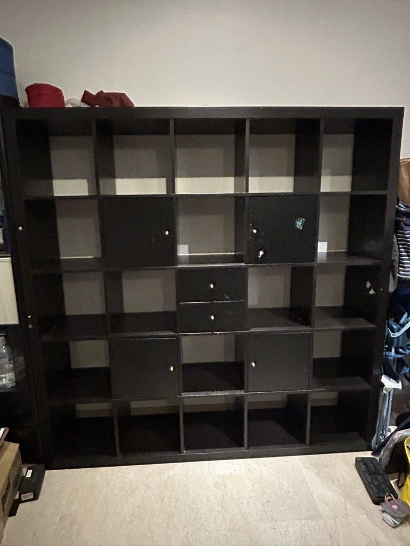 IKEA Kallax Black-Brown 5x5 Cube Shelf, Furniture & Home Living ...
