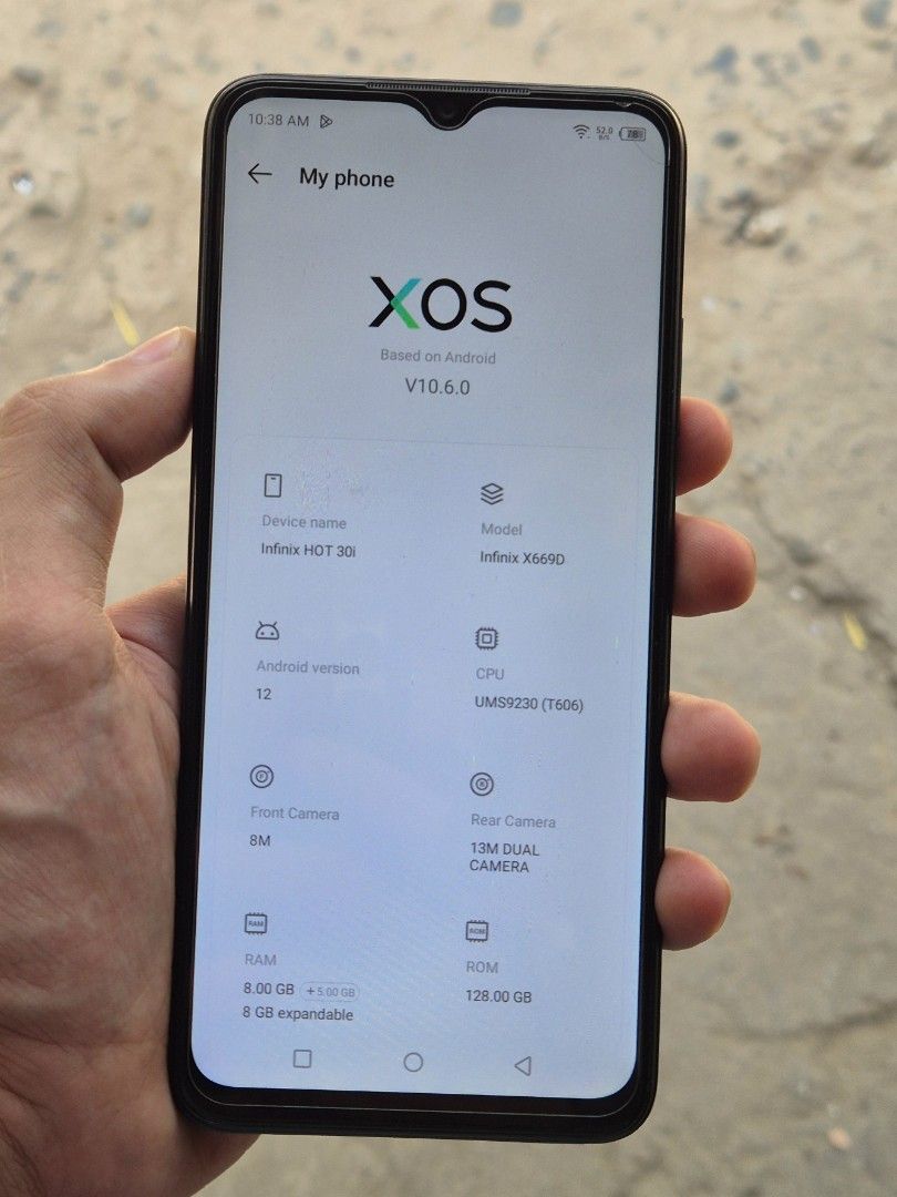 Infinix Hot 30i (8/128) (Category: Android Others) located in San Simon. Submitted by pickle_rick_ (Listing ID 1470123446, Image 3). Description: Infinix Hot 30i 8+8gb ram, 128gb storage Unisoc T606 processor 5,000mAh battery ✅️ Walang issues, sobrang kinis good as new. Decent ang camera, nakakapaglaro ng smooth sa casual games at makunat ang battery life. Bukod sa battery lang pinalitan, lahat ng parts ay original. Cellphone at case lang ang inc