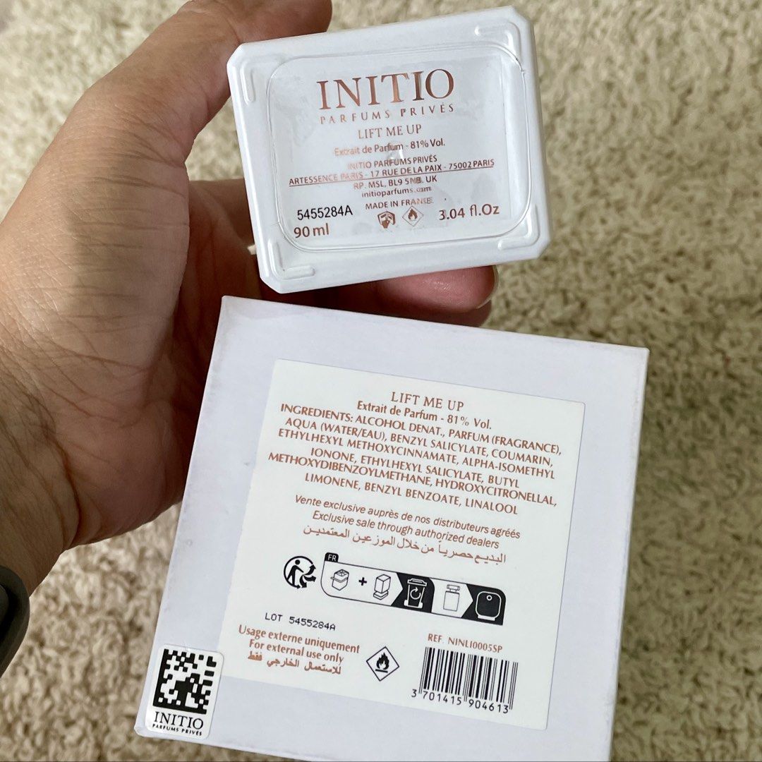 Initio Lift Me Up Extrait de Parfum (Category: Fragrance & Deodorants) located in Santiago. Submitted by janinesweetcloset (Listing ID 1470103647, Image 2). Description: Premium /OG qlty perfumes 90ml Original scent and original packaging Actual Photo posted Long lasting #perfumeph #maison #lattafa #jomalone #dubaiperfumes #dylanblue #arabperfume #tersterperfume #penhaligon #creed #bacarratrouge #byredo #replica #diptyque #parfumsdemarly #montbla