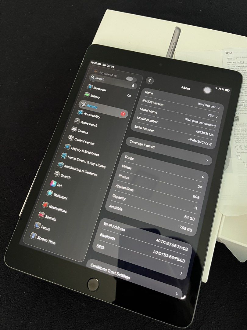 iPad 9th gen (64gb) 2024 - Negotiable (Category: iPad) located in Manila. Submitted by thefootyhub (Listing ID 1469963702, Image 3). Description: open for negotiations just shoot me a dm :) ipad 9th gen in very good condition - free case and free goojodoq pencil (worth 1k) for note taking -used in nursing school - good for notes, sketching, netflix etc. -with box and papers and apple stickers.