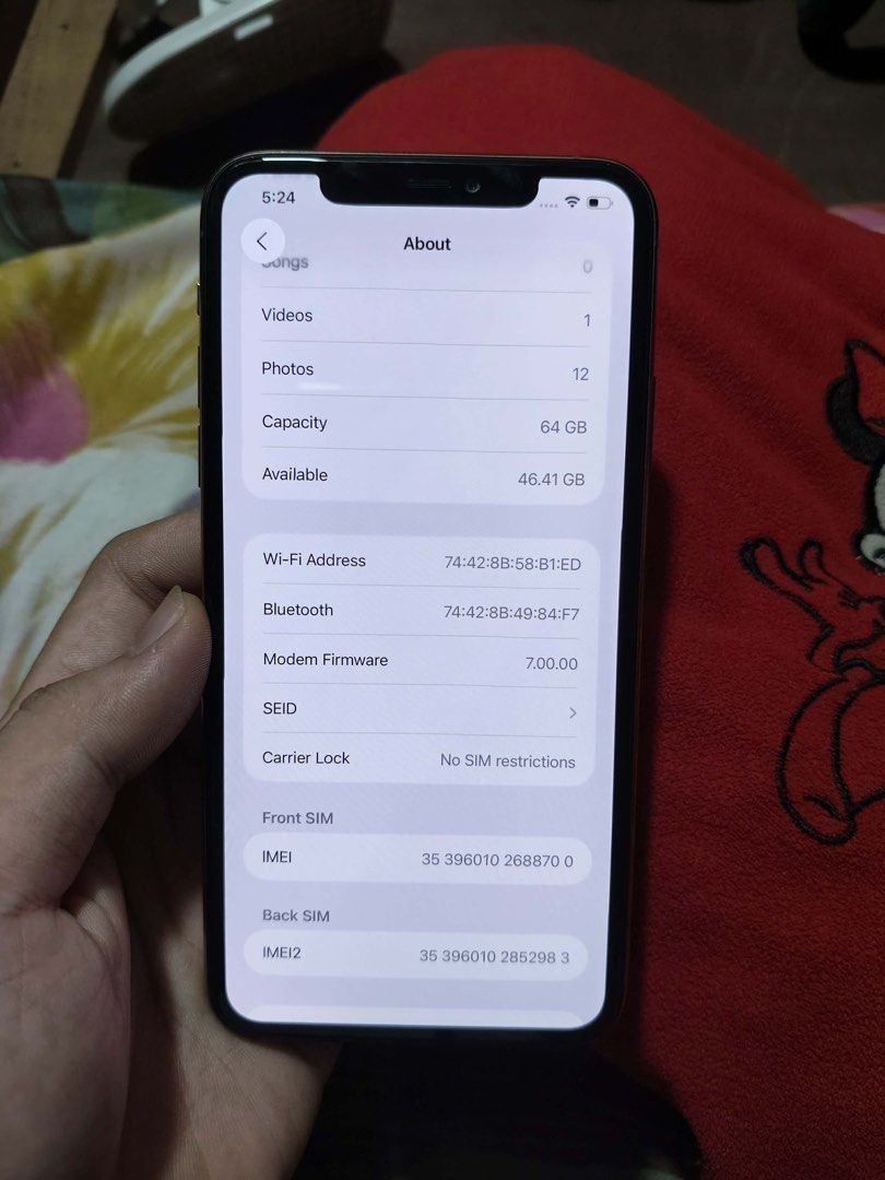 iphone 11 pro max (Category: iPhone 11 Series) located in Manila. Submitted by nazndv (Listing ID 1469998202, Image 3). Description: iphone 11 pro max 64gb any sim will do no repairt history/orig all parts malinaw both cam 71%bh orig batt issue: 0.5 may moise dahil sa screenprotector palinis niyo nalang, no face id kayo nalang magpalagay, hindi unli reset.